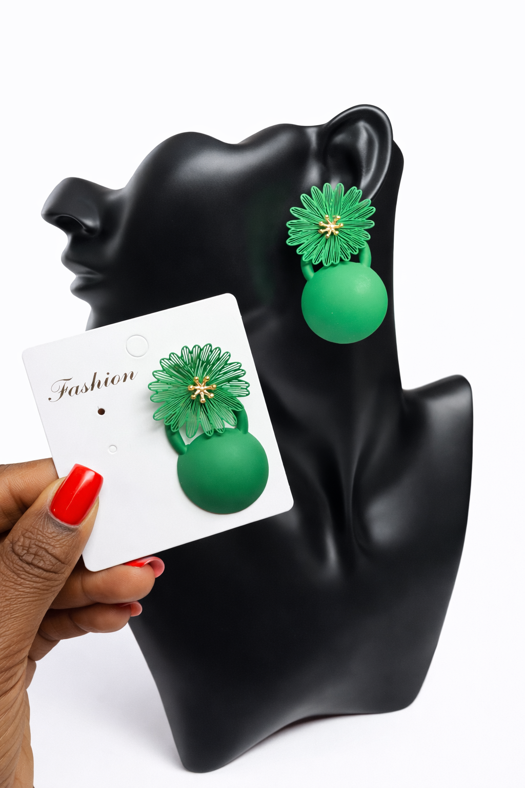Matte resin bloom drop earrings