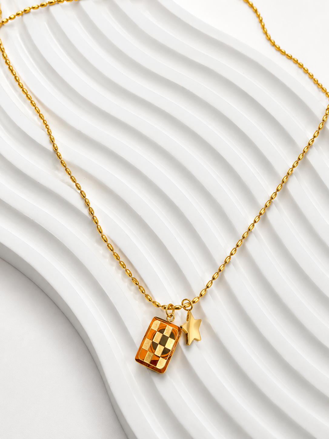 Lily checkmate starstainless necklace