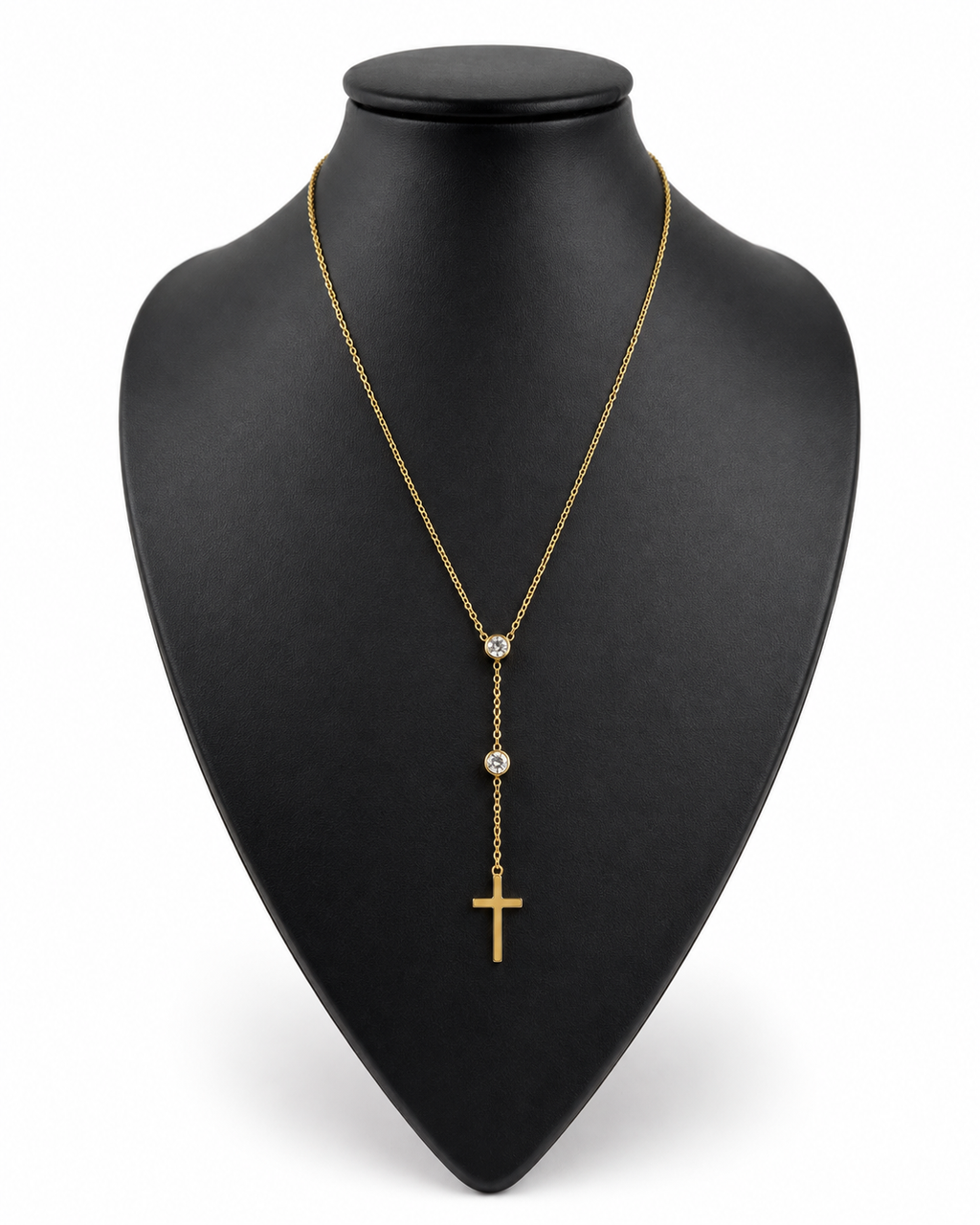 Lily cross drop gold stainless necklace