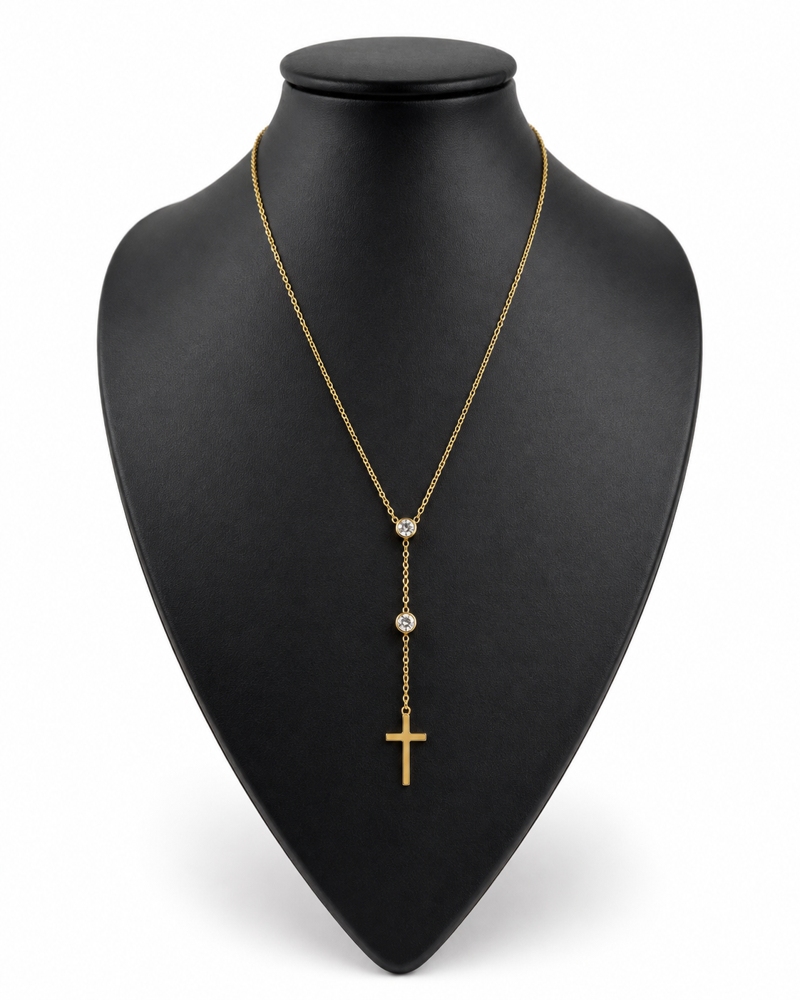 Lily cross drop gold stainless necklace