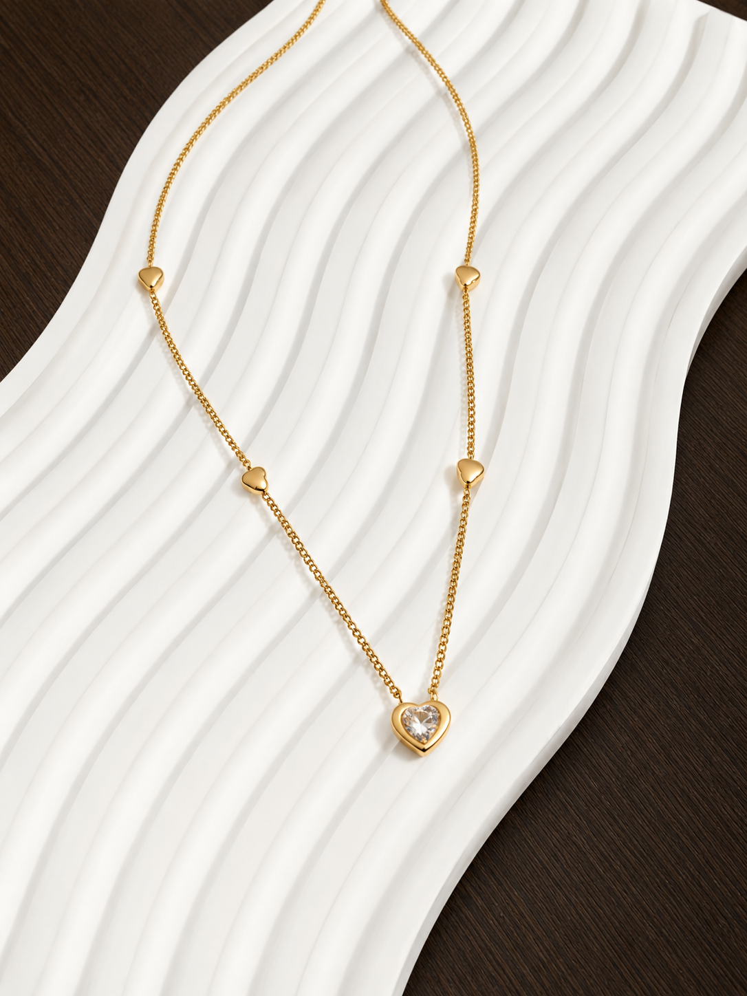 Lily orbit hear stainless necklace