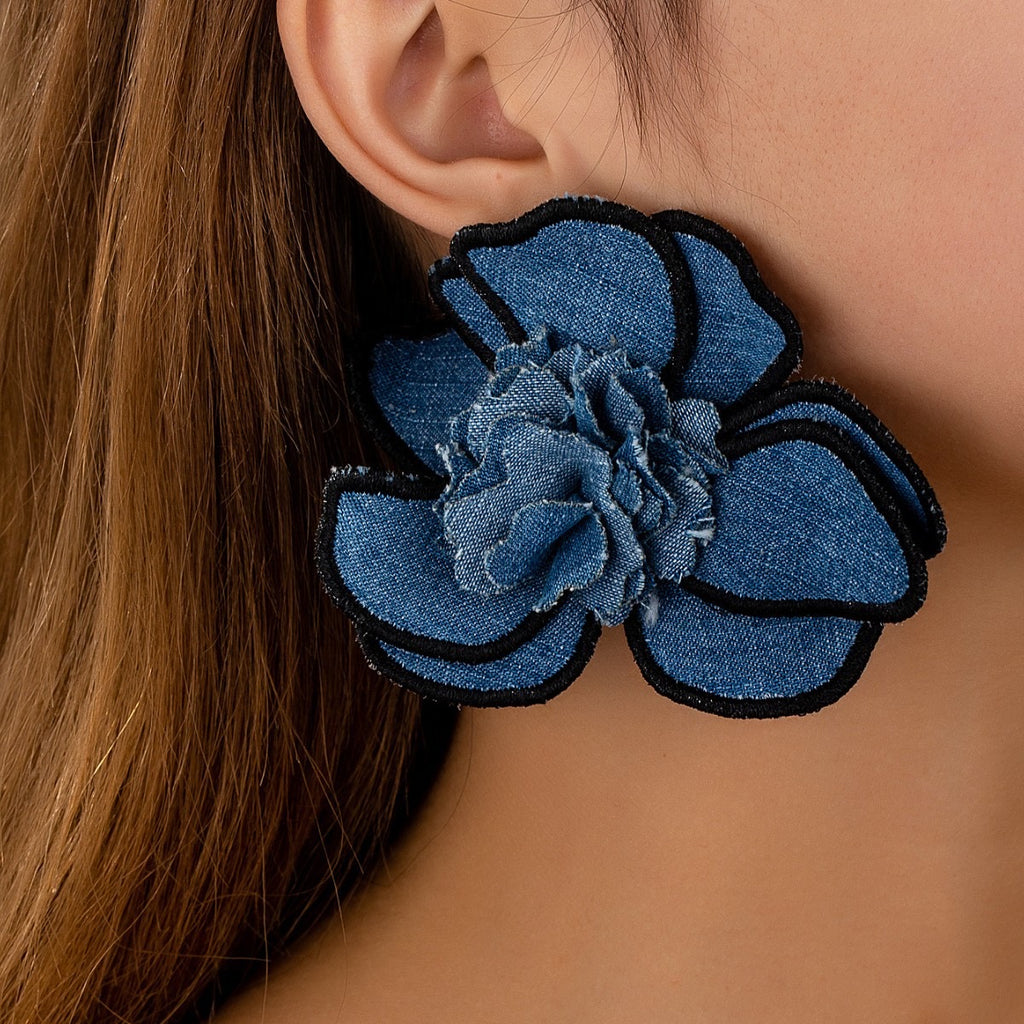 Flower denim earrings