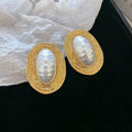 Vintage pearl oval earrings