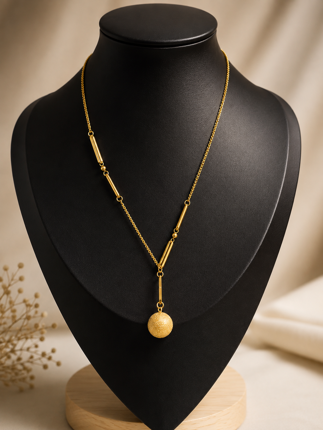 Lily balls stainless necklace