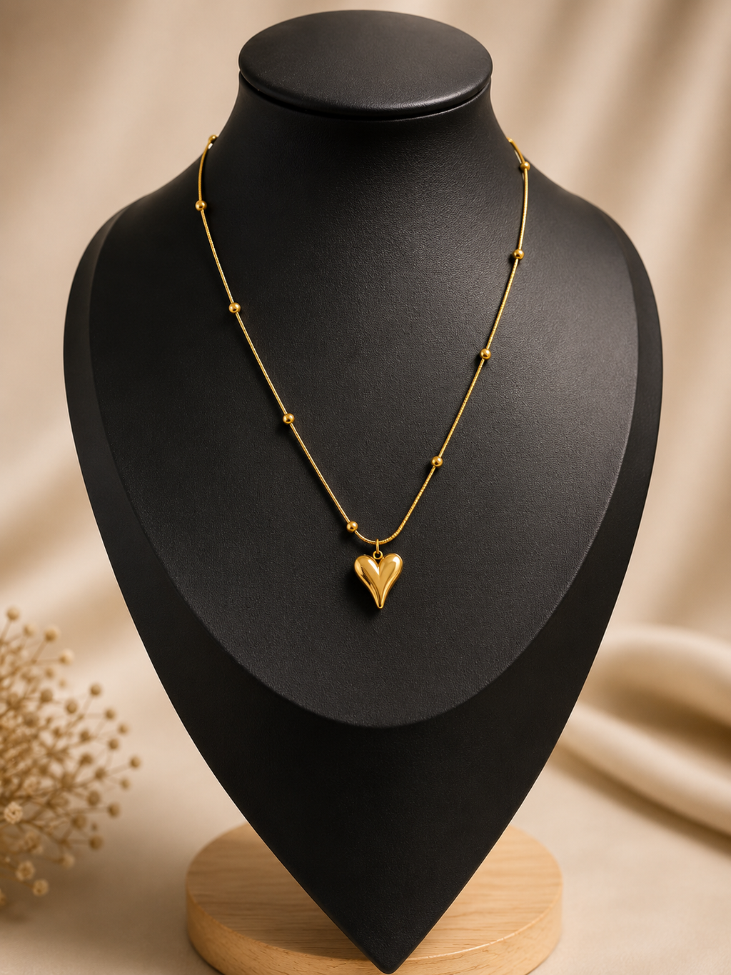 Lily heart stainless necklace