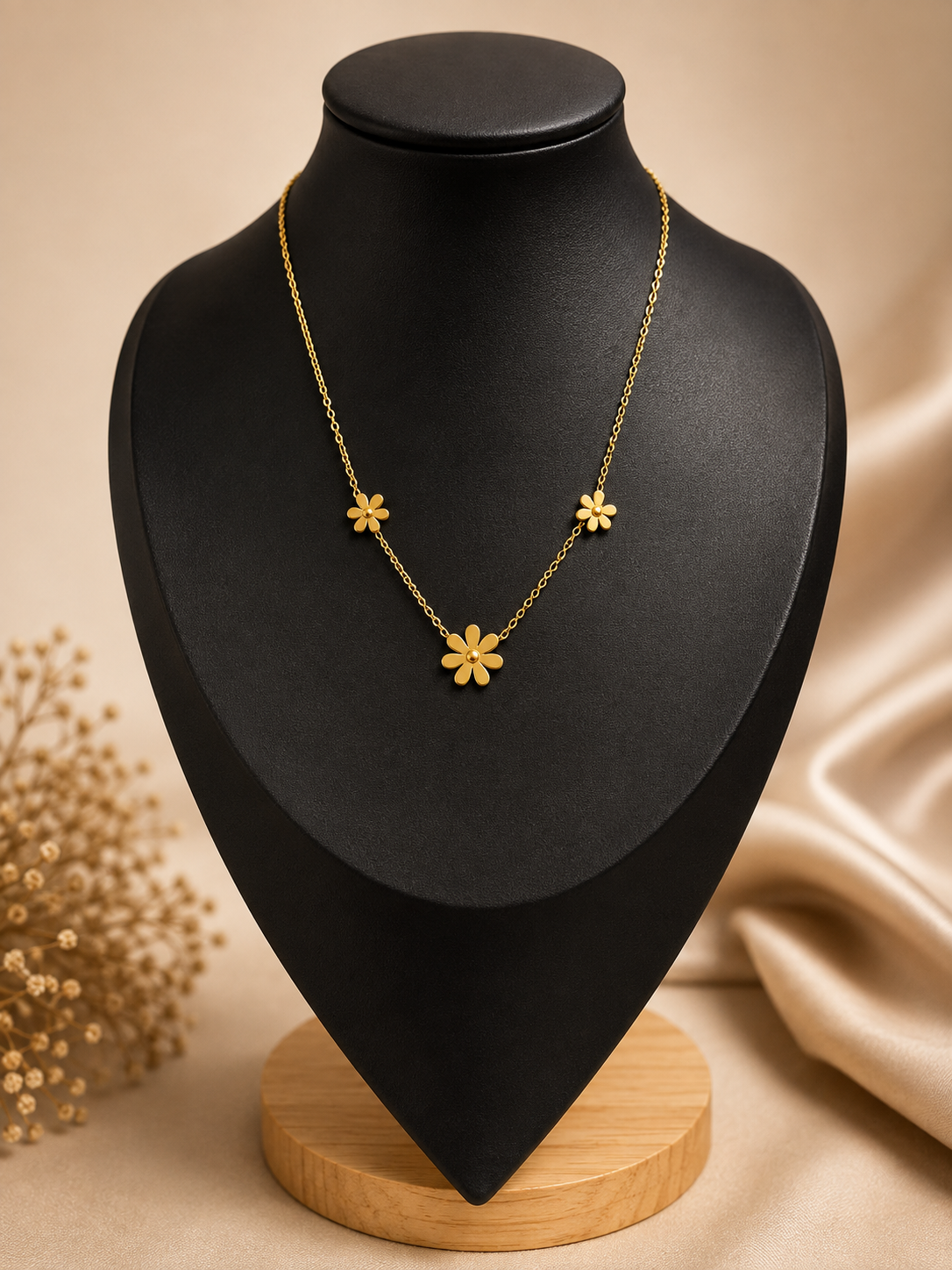 Lily daisy charm stainless necklace