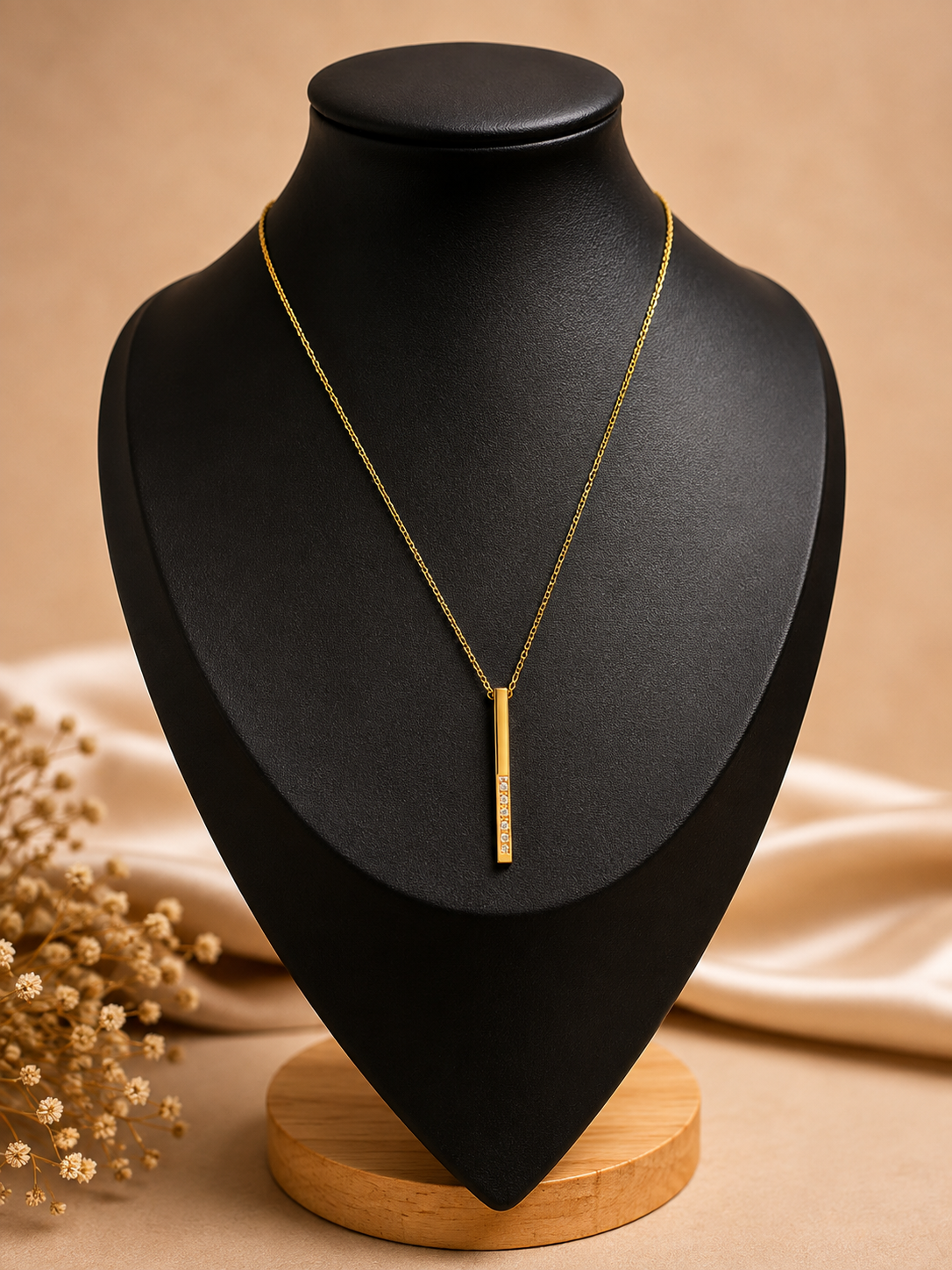 Lily cylinder drop stainless necklace