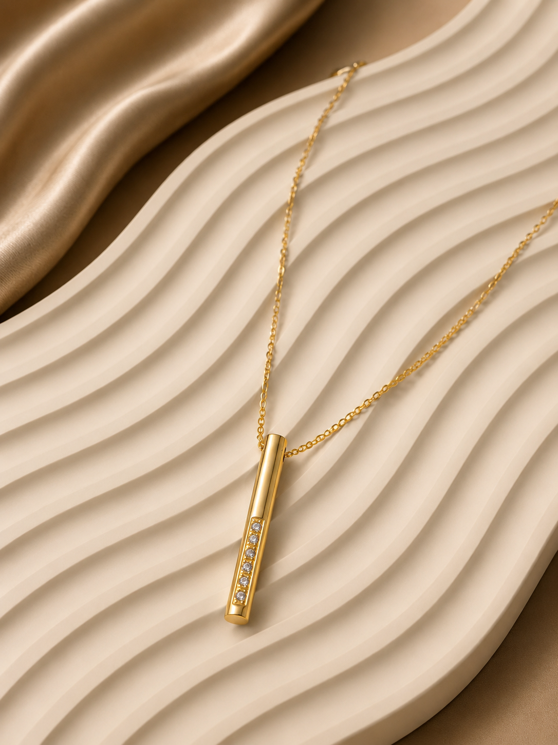 Lily cylinder drop stainless necklace