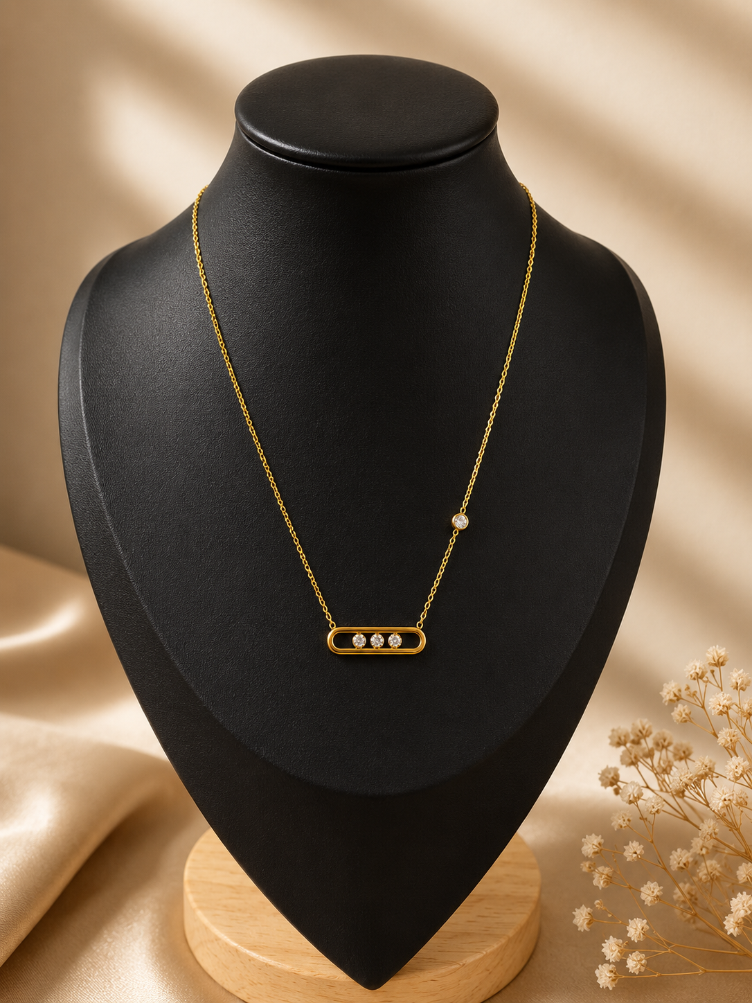 Lily trinity gold stainless necklace