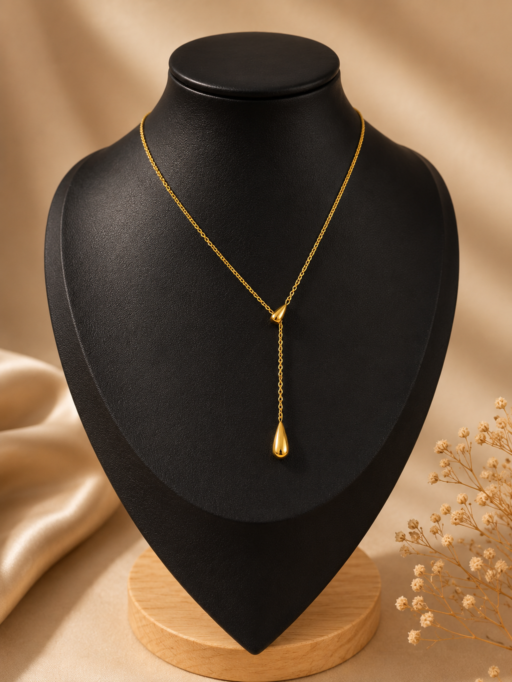 Lily teardrop gold stainless necklace