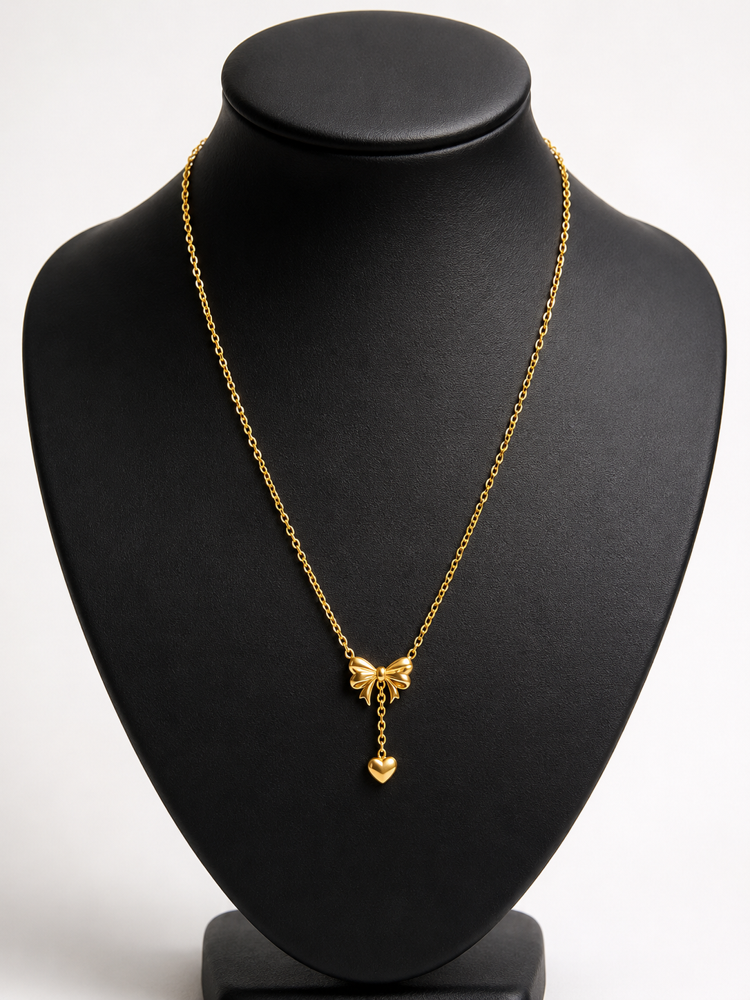 Lily drop bow stainless necklace