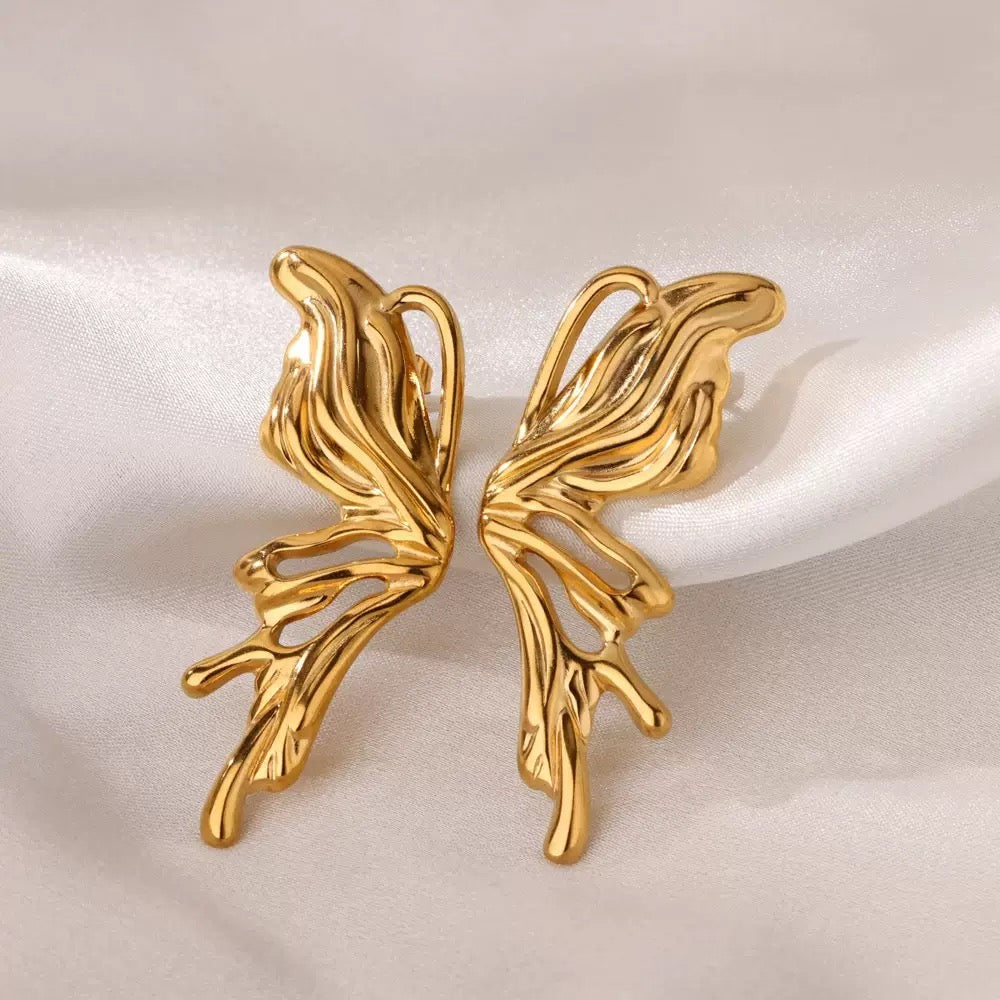 Butterfly gold stainless steel earring