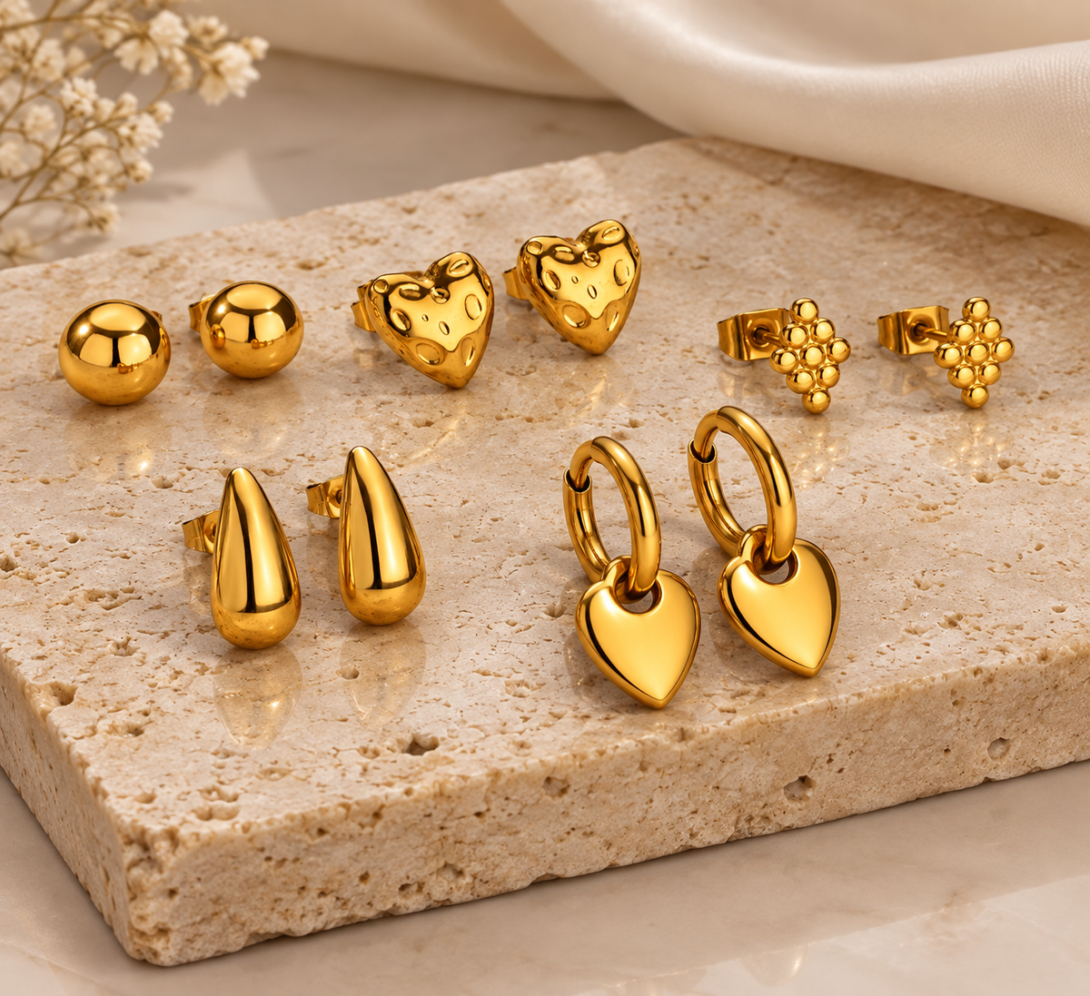 Stainless gold stud earrings