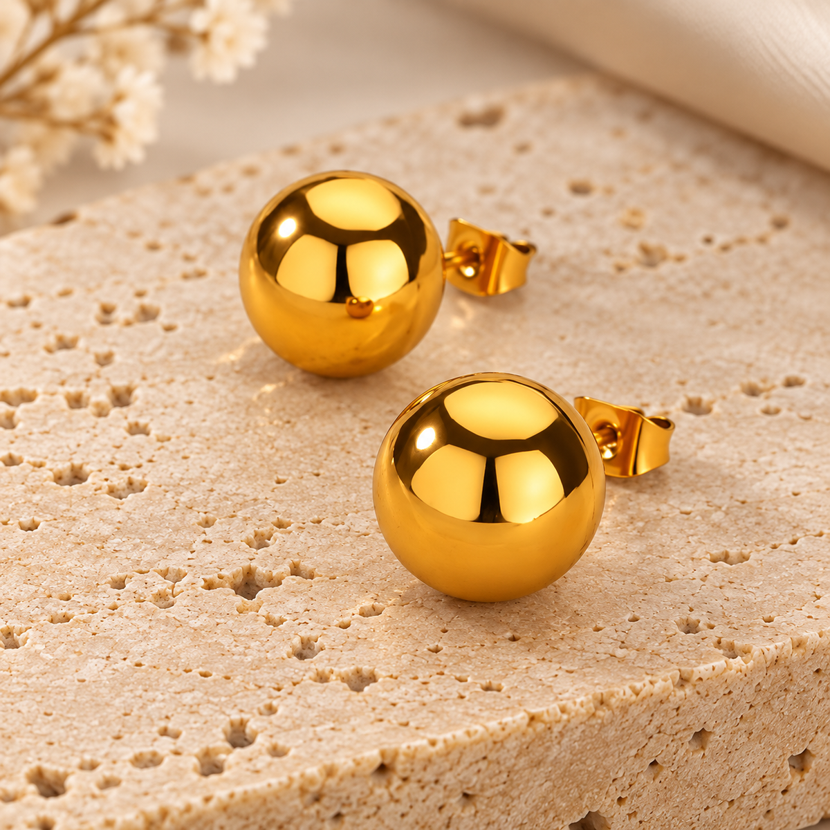 Stainless gold stud earrings
