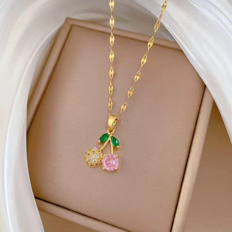 Pin cherry necklace