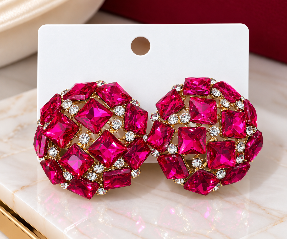 Pink zirconia dune earring