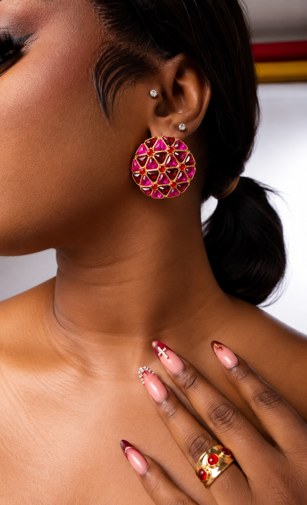 Red_pink dune earring
