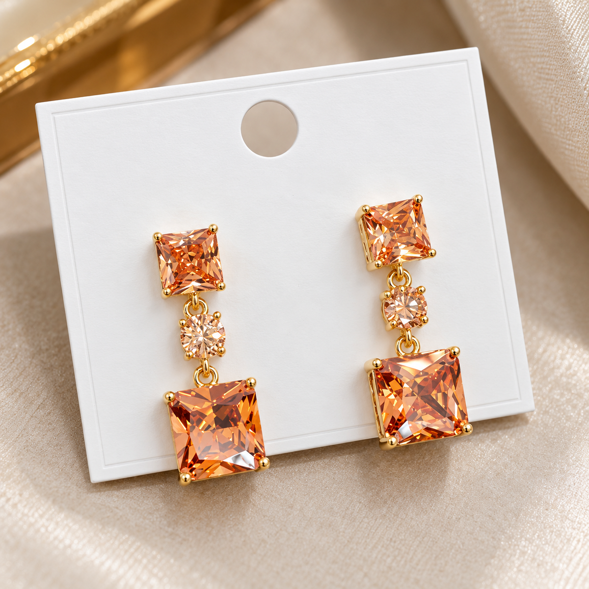 Champagne drop bridal earrings