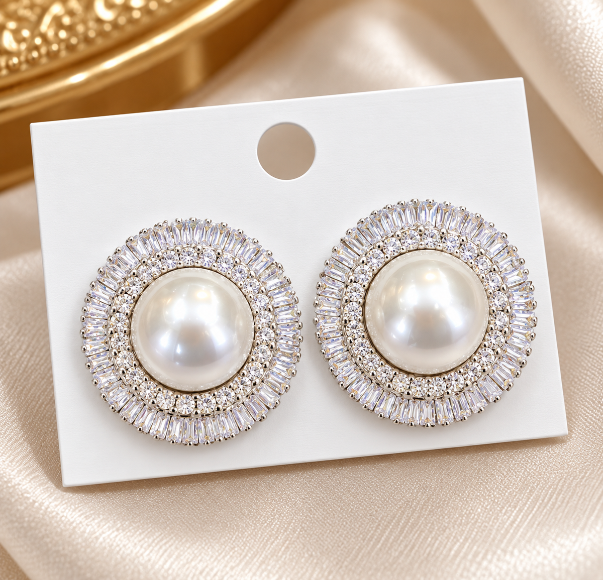 Radiant pearl bridal earrings