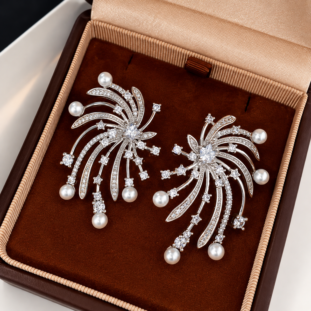 Silver fireworks earrings