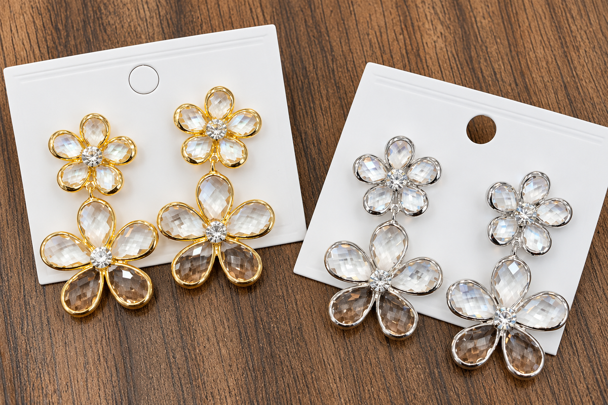 Flower drop earrings